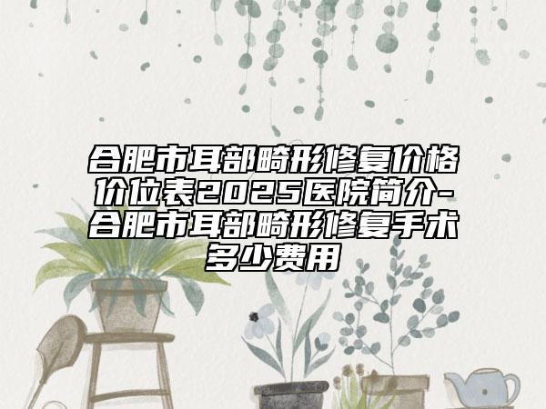 合肥市耳部畸形修復(fù)價(jià)格價(jià)位表2025醫(yī)院簡(jiǎn)介-合肥市耳部畸形修復(fù)手術(shù)多少費(fèi)用
