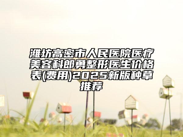 濰坊高密市人民醫(yī)院醫(yī)療美容科郎勇整形醫(yī)生價格表(費用)2025新版種草推薦