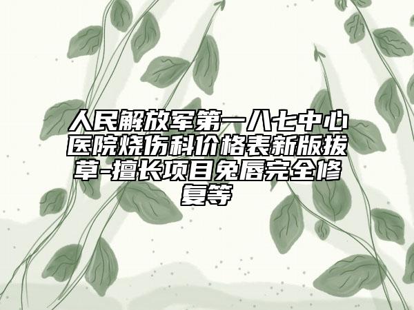 人民解放軍第一八七中心醫(yī)院燒傷科價(jià)格表新版拔草-擅長(zhǎng)項(xiàng)目兔唇完全修復(fù)等