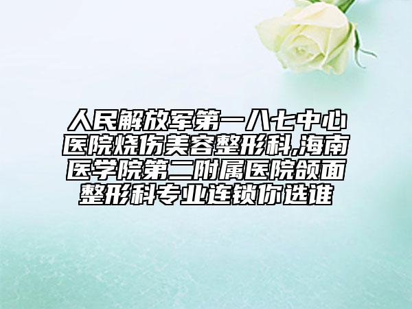 人民解放軍第一八七中心醫(yī)院燒傷美容整形科,海南醫(yī)學(xué)院第二附屬醫(yī)院頜面整形科專業(yè)連鎖你選誰(shuí)