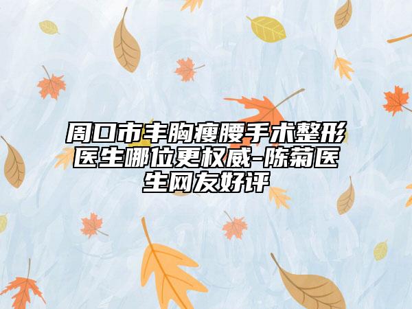 周口市豐胸瘦腰手術整形醫(yī)生哪位更權威-陳菊醫(yī)生網(wǎng)友好評