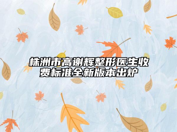 株洲市高謝輝整形醫(yī)生收費(fèi)標(biāo)準(zhǔn)全新版本出爐