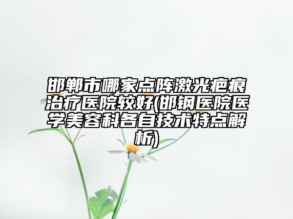 邯鄲市哪家點陣激光疤痕治療醫(yī)院較好(邯鋼醫(yī)院醫(yī)學(xué)美容科各自技術(shù)特點解析)