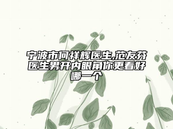 寧波市何祥輝醫(yī)生,范友芬醫(yī)生男開內(nèi)眼角你更看好哪一個