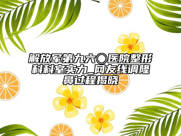 解放軍第九六〇醫(yī)院整形科科室實力_網(wǎng)友線調(diào)隆鼻過程揭曉