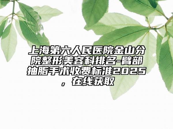 上海第六人民醫(yī)院金山分院整形美容科排名-臂部抽脂手術(shù)收費標準2025，在線獲取