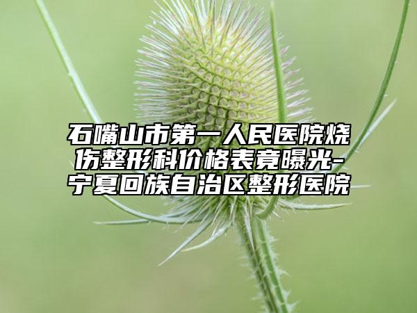 石嘴山市第一人民醫(yī)院燒傷整形科價格表竟曝光-寧夏回族自治區(qū)整形醫(yī)院