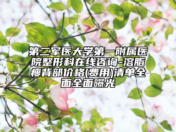 第二軍醫(yī)大學(xué)第一附屬醫(yī)院整形科在線咨詢-溶脂瘦背部價格(費(fèi)用)清單全面全面曝光