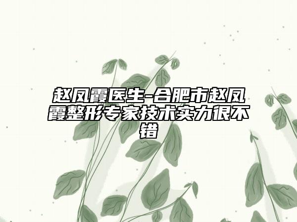 趙鳳霞醫(yī)生-合肥市趙鳳霞整形專家技術實力很不錯