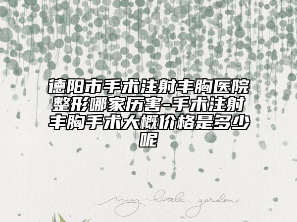 德陽市手術注射豐胸醫(yī)院整形哪家歷害-手術注射豐胸手術大概價格是多少呢