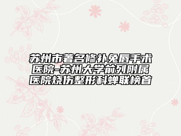 蘇州市著名修補(bǔ)兔唇手術(shù)醫(yī)院-蘇州大學(xué)前列附屬醫(yī)院燒傷整形科蟬聯(lián)榜首