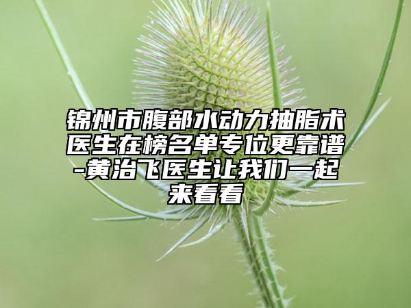錦州市腹部水動(dòng)力抽脂術(shù)醫(yī)生在榜名單專位更靠譜-黃治飛醫(yī)生讓我們一起來(lái)看看