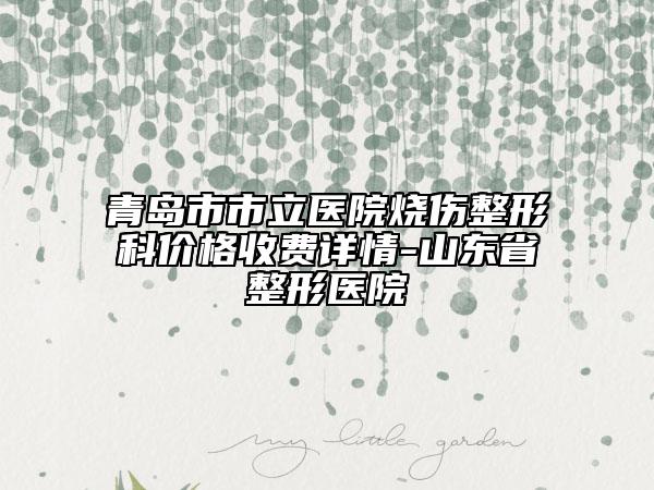 青島市市立醫(yī)院燒傷整形科價格收費詳情-山東省整形醫(yī)院