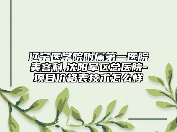 遼寧醫(yī)學院附屬第一醫(yī)院美容科,沈陽軍區(qū)總醫(yī)院-項目價格表技術怎么樣