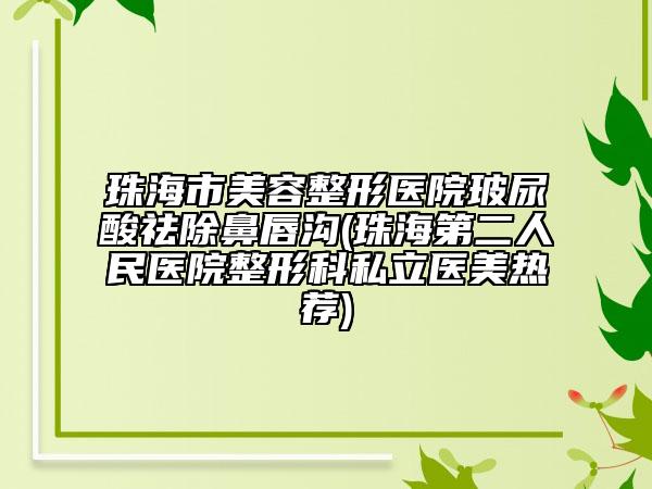珠海市美容整形醫(yī)院玻尿酸祛除鼻唇溝(珠海第二人民醫(yī)院整形科私立醫(yī)美熱薦)