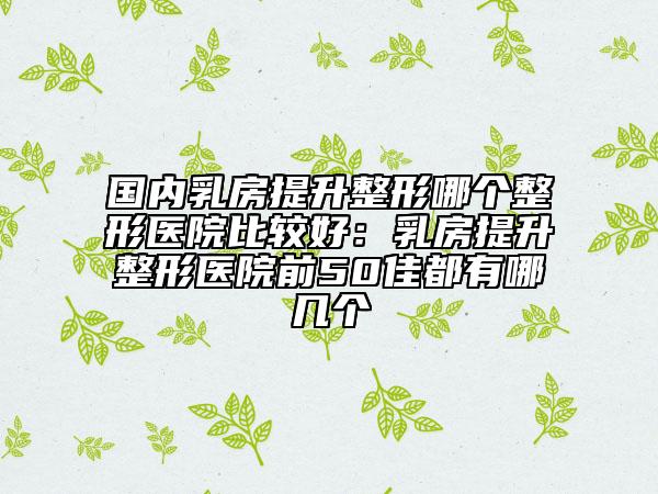 國(guó)內(nèi)乳房提升整形哪個(gè)整形醫(yī)院比較好：乳房提升整形醫(yī)院前50佳都有哪幾個(gè)