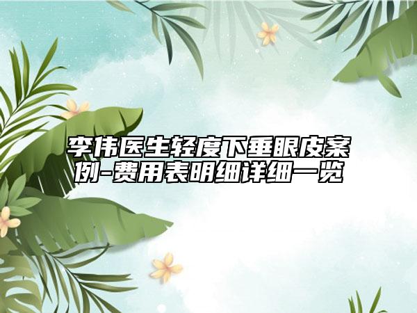 李偉醫(yī)生輕度下垂眼皮案例-費(fèi)用表明細(xì)詳細(xì)一覽