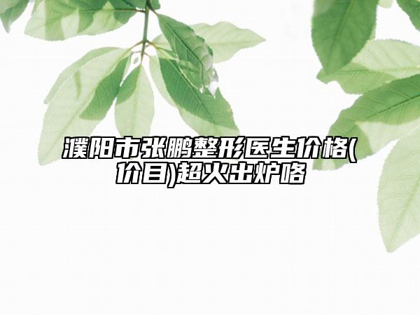 濮陽市張鵬整形醫(yī)生價格(價目)超火出爐咯