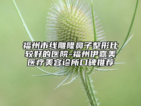 福州市線雕隆鼻子整形比較好的醫(yī)院-福州伊嘉美醫(yī)療美容診所口碑推薦