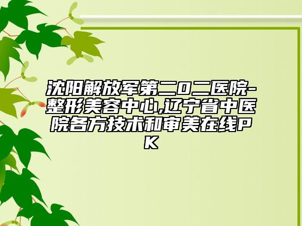 沈陽(yáng)解放軍第二0二醫(yī)院-整形美容中心,遼寧省中醫(yī)院各方技術(shù)和審美在線PK