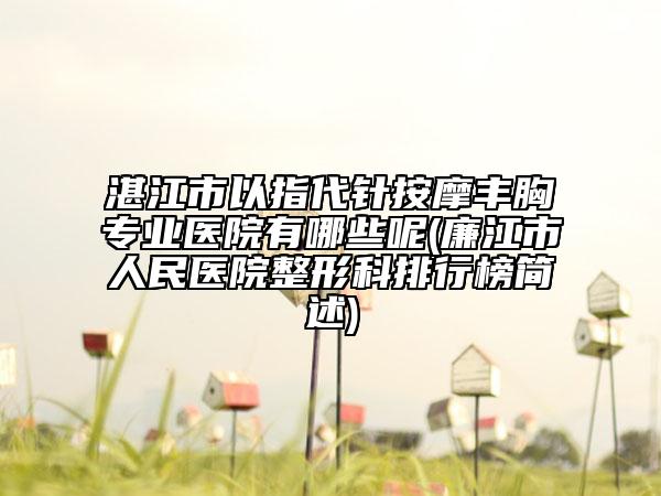 湛江市以指代針按摩豐胸專業(yè)醫(yī)院有哪些呢(廉江市人民醫(yī)院整形科排行榜簡述)