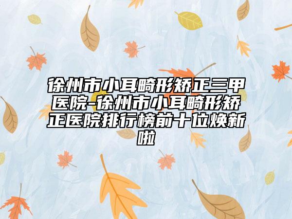 徐州市小耳畸形矯正三甲醫(yī)院-徐州市小耳畸形矯正醫(yī)院排行榜前十位煥新啦
