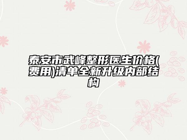 泰安市武峰整形醫(yī)生價(jià)格(費(fèi)用)清單全新升級(jí)內(nèi)部結(jié)構(gòu)