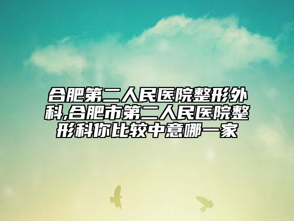 合肥第二人民醫(yī)院整形外科,合肥市第二人民醫(yī)院整形科你比較中意哪一家