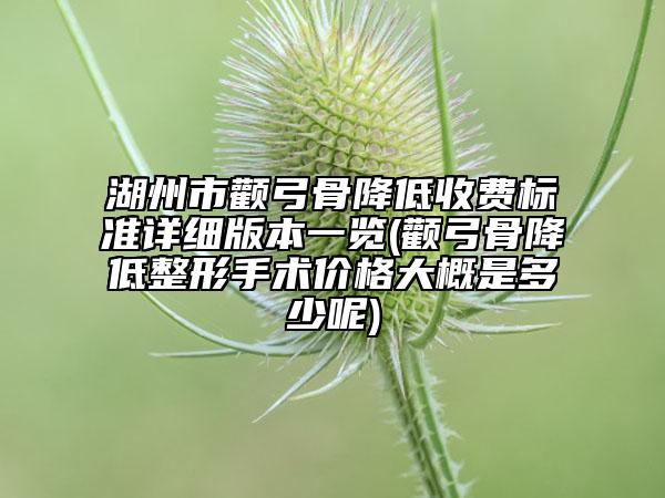 湖州市顴弓骨降低收費標(biāo)準(zhǔn)詳細(xì)版本一覽(顴弓骨降低整形手術(shù)價格大概是多少呢)