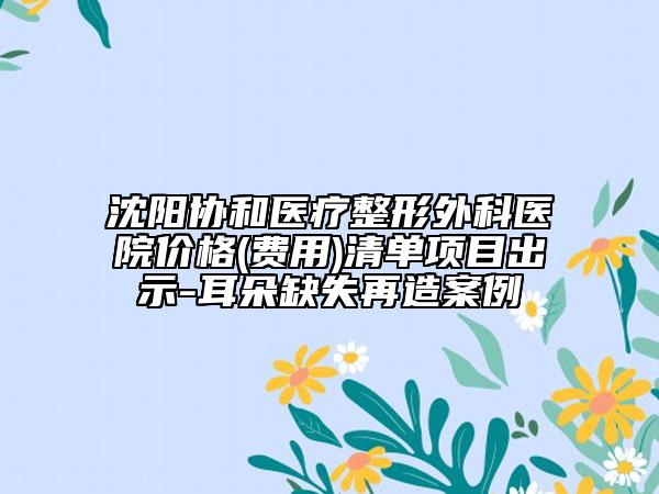 沈陽協(xié)和醫(yī)療整形外科醫(yī)院價格(費(fèi)用)清單項(xiàng)目出示-耳朵缺失再造案例