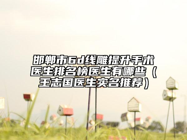 邯鄲市6d線雕提升手術醫(yī)生排名榜醫(yī)生有哪些（王志國醫(yī)生實名推薦）