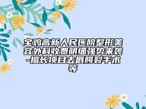 寶雞高新人民醫(yī)院整形美容外科收費明細(xì)強勢來襲-擅長項目去唇腭裂手術(shù)等