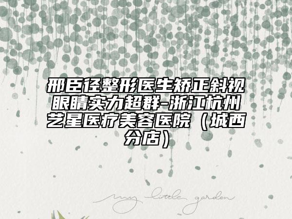 邢臣徑整形醫(yī)生矯正斜視眼睛實力超群-浙江杭州藝星醫(yī)療美容醫(yī)院（城西分店）