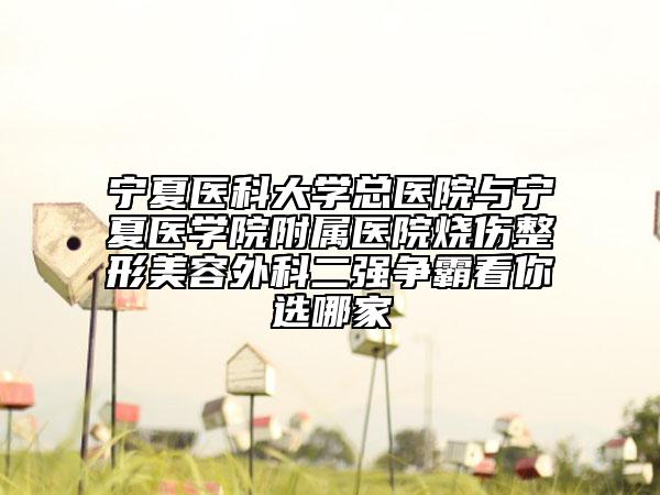 寧夏醫(yī)科大學(xué)總醫(yī)院與寧夏醫(yī)學(xué)院附屬醫(yī)院燒傷整形美容外科二強爭霸看你選哪家