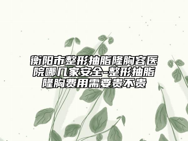 衡陽市整形抽脂隆胸容醫(yī)院哪幾家安全-整形抽脂隆胸費用需要貴不貴