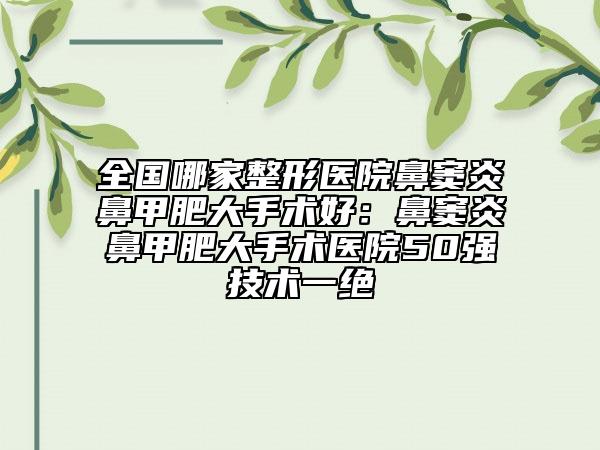 全國(guó)哪家整形醫(yī)院鼻竇炎鼻甲肥大手術(shù)好：鼻竇炎鼻甲肥大手術(shù)醫(yī)院50強(qiáng)技術(shù)一絕