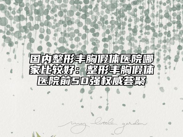 國內(nèi)整形豐胸假體醫(yī)院哪家比較好：整形豐胸假體醫(yī)院前50強(qiáng)權(quán)威薈聚