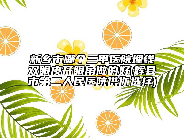 新鄉(xiāng)市哪個(gè)三甲醫(yī)院埋線雙眼皮開眼角做的好(輝縣市第二人民醫(yī)院供你選擇)