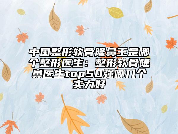 中國(guó)整形軟骨隆鼻王是哪個(gè)整形醫(yī)生：整形軟骨隆鼻醫(yī)生top50強(qiáng)哪幾個(gè)實(shí)力好
