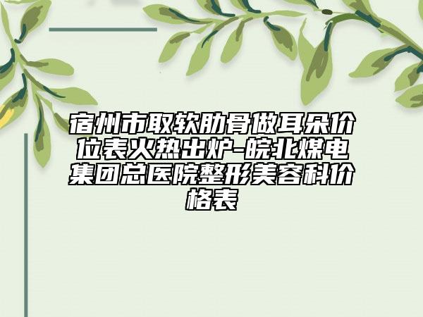 宿州市取軟肋骨做耳朵價(jià)位表火熱出爐-皖北煤電集團(tuán)總醫(yī)院整形美容科價(jià)格表