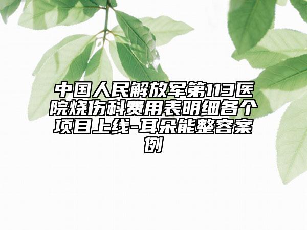 中國人民解放軍第113醫(yī)院燒傷科費用表明細各個項目上線-耳朵能整容案例