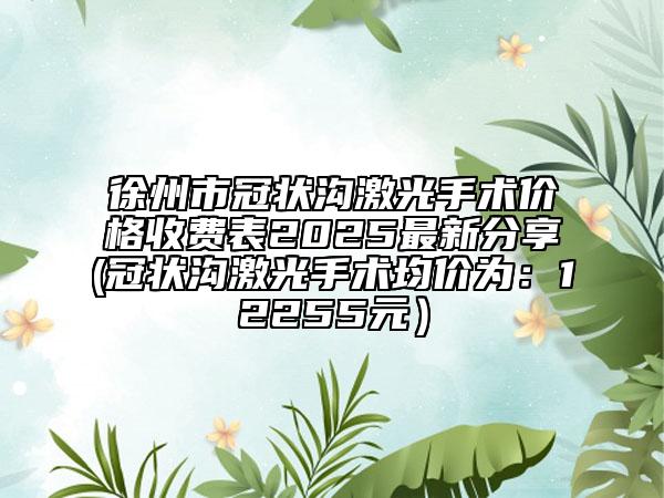 徐州市冠狀溝激光手術(shù)價格收費表2025最新分享(冠狀溝激光手術(shù)均價為：12255元）