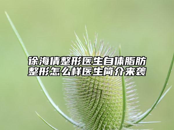 徐海倩整形醫(yī)生自體脂肪整形怎么樣醫(yī)生簡介來襲