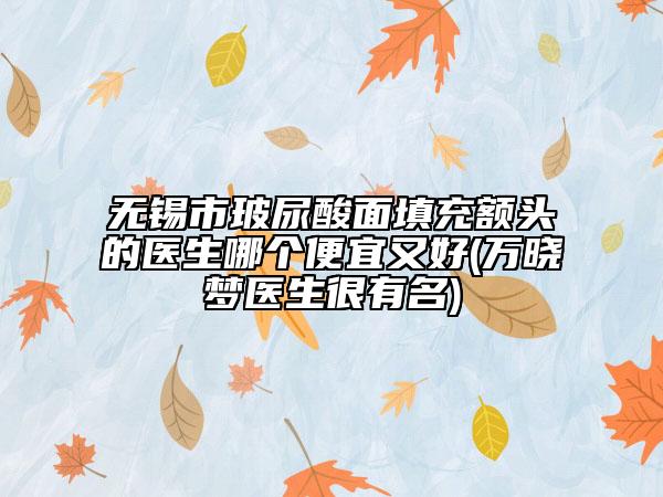 無錫市玻尿酸面填充額頭的醫(yī)生哪個便宜又好(萬曉夢醫(yī)生很有名)