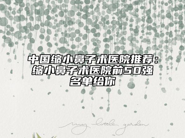 中國縮小鼻子術(shù)醫(yī)院推薦：縮小鼻子術(shù)醫(yī)院前50強名單給你