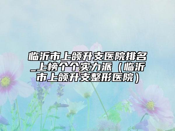 臨沂市上頜升支醫(yī)院排名_上榜個個實力派（臨沂市上頜升支整形醫(yī)院）