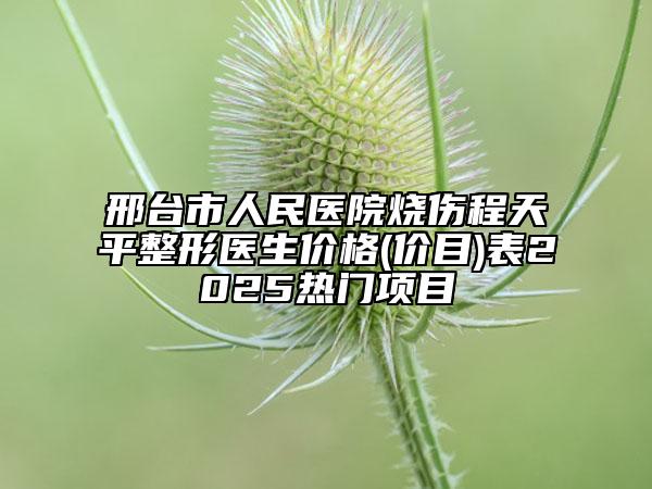 邢臺市人民醫(yī)院燒傷程天平整形醫(yī)生價格(價目)表2025熱門項目