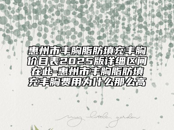 惠州市豐胸脂肪填充豐胸價(jià)目表2025版詳細(xì)區(qū)間在此-惠州市豐胸脂肪填充豐胸費(fèi)用為什么那么高