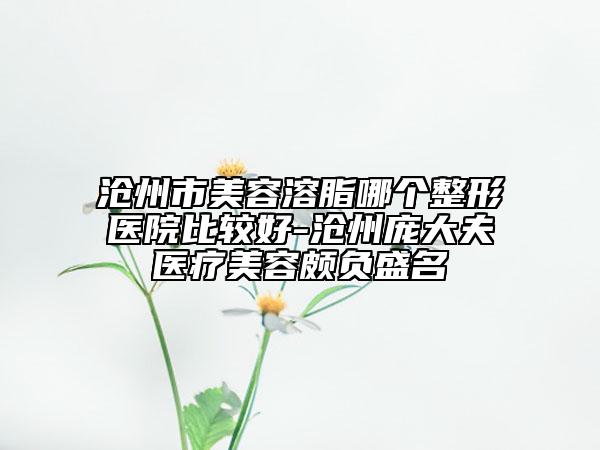 滄州市美容溶脂哪個(gè)整形醫(yī)院比較好-滄州龐大夫醫(yī)療美容頗負(fù)盛名