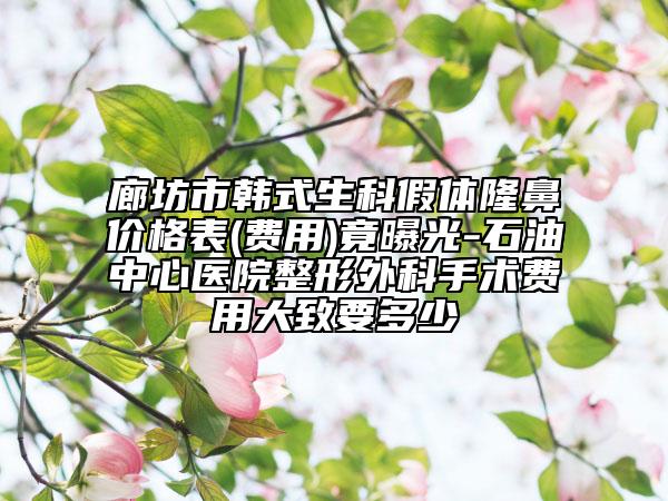 廊坊市韓式生科假體隆鼻價格表(費用)竟曝光-石油中心醫(yī)院整形外科手術費用大致要多少